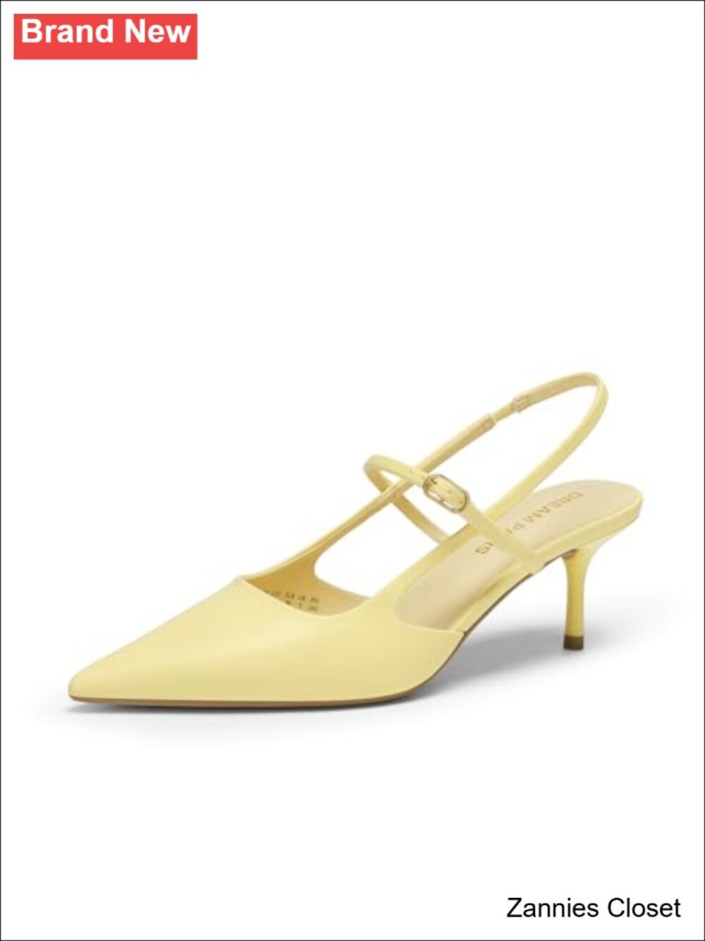 β¨ Mary Jane Slingback Kitten Heels Pointed Toe Faux Leather